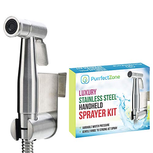 Purrfectzone Bidet Sprayer for Toilet and Baby Cloth Diaper Sprayer- Easy to Install, Great Hygiene with Less Money Spent (Brushed Nickel)