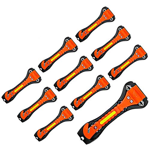 Nomiou 10 Pack Safety Hammer, Emergency Escape Tool with Car Window Breaker and Seat Belt Cutter, Life Saving Survival Kit