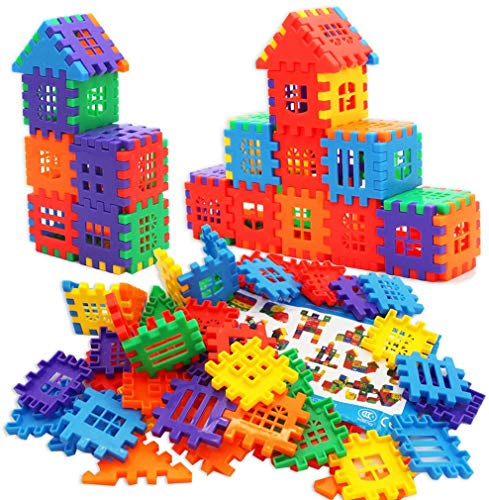 DEJUN Interlock Blocks Toys, Kids Building Blocks Set, Educational Toys, Construction Play Board Building Blocks, Recreational, Educational Conventional Toys Gift for Boys Girls. 66 PCS