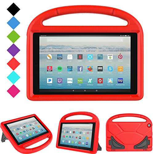 All-New Fire HD 10 2019/2017 Tablet Case - TIRIN Light Weight Shock Proof Handle Stand Kids Friendly Case for Amazon Fire HD 10.1 Inch Tablet (9th/7th Generation, 2019/2017 Release), Red