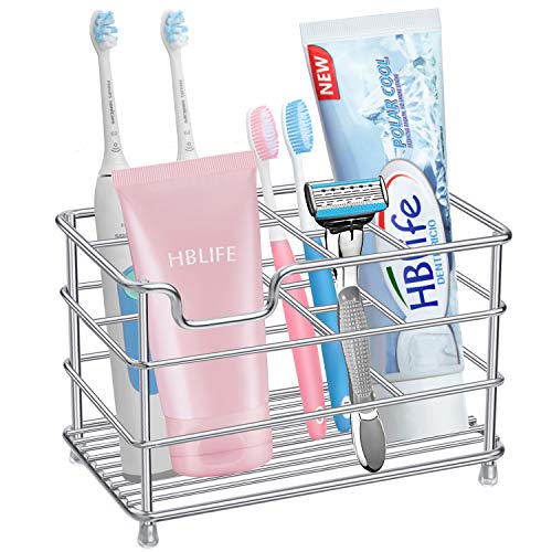 HBlife Electric Toothbrush Holder, Large Stainless Steel Toothpaste Holder Bathroom Accessories Organizer, Sliver