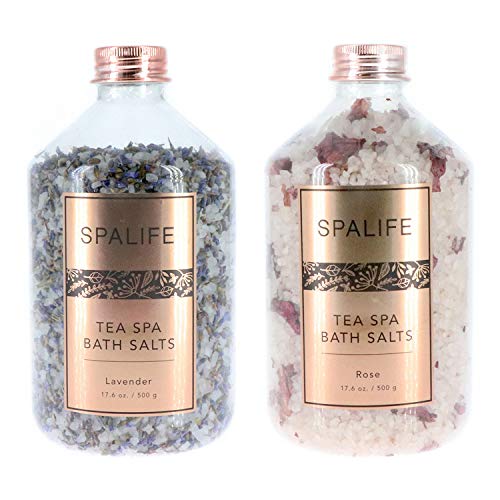 SpaLife Soothing Petal-Infused Effervescent Mineral Bath Salts - 2 Pack 17.6 oz. ea (Lavender & Rose)
