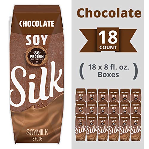 Silk Shelf-Stable Soymilk Singles, Chocolate, Dairy-Free, Vegan, Non-GMO Project Verified, 8 oz. (Pack of 18)
