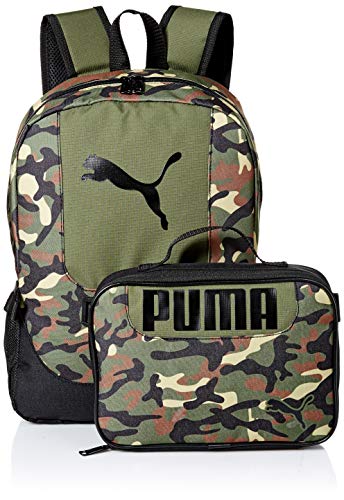 PUMA Kids' Big Lunch Box Backpack Combo, Olive, Youth Size