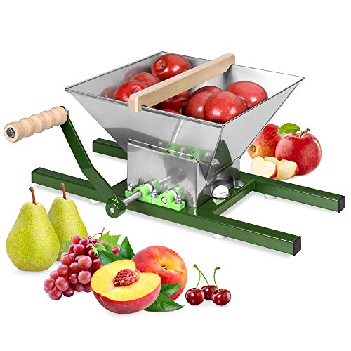 Best Choice Products 7-Liter Stainless Steel Manual Fruit and Apple Crusher Juicer Press Accessory Equipment w/Side Supports, Crank Handle