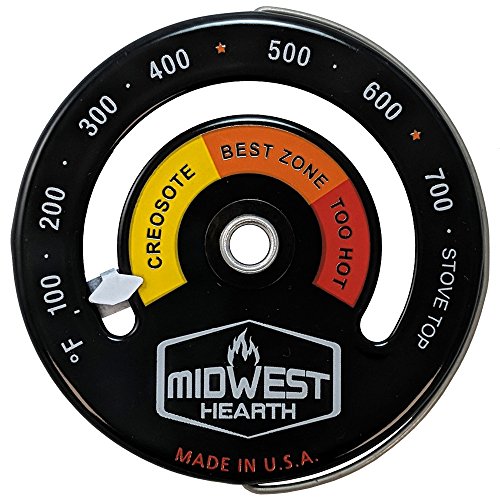 Midwest Hearth Wood Stove Thermometer - Magnetic Stove Top Meter
