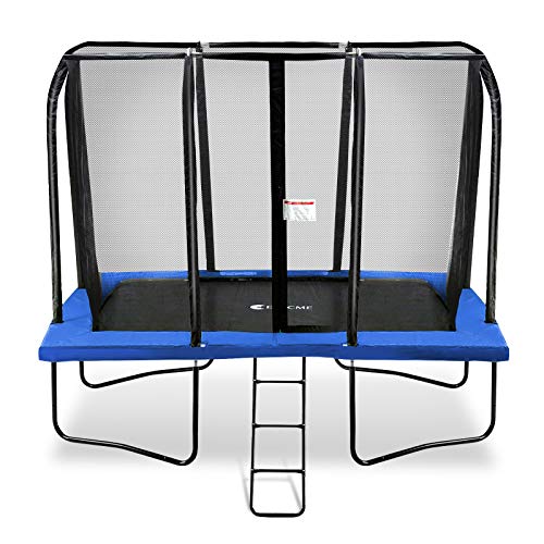 Exacme 7x10 Foot Rectangle Trampoline with Enclosure for Kids Spring Cover Ladder High Weight Limit, Blue
