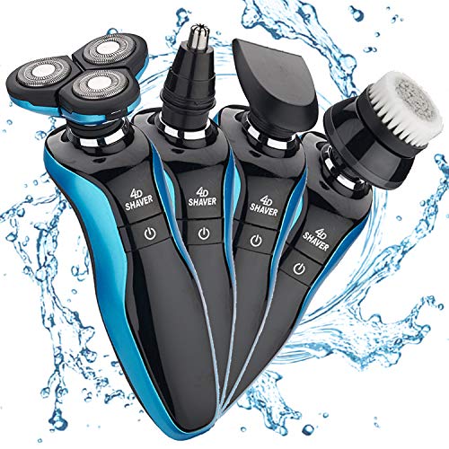 Electric Shaver for Men, 4D Rechargeable IPX7 Waterproof 4 in 1 Men's Rotary Shavers Wet and Dry Electric Shaving Razors for Husband, Father and Son Gift