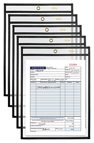 Shop Ticket Holders, 9 x 12 Inches, Both Sides Clear, Stitched Black Edge Trim, by Better Office Products, 25 Pack