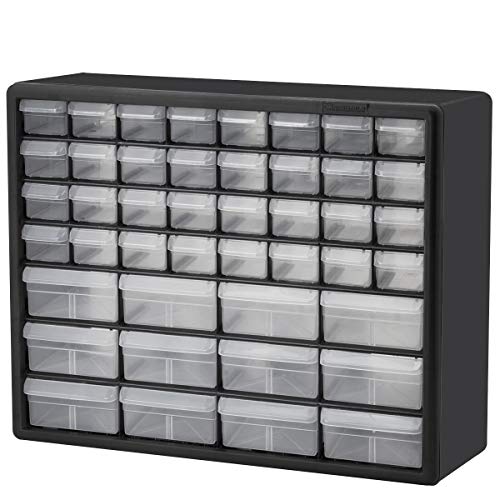 Akro-Mils 44 Drawer 10144, Plastic Parts Storage Hardware and Craft Cabinet, (20-Inch W x 6-Inch D x 16-Inch H), Black (1-Pack)