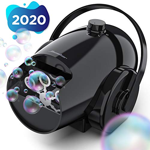 Hicober Automatic Bubble Machine for Kids, Portable Professional Bubble Machine for Parties, Bubble Blower Battery Operated Plug-in Bubble Maker with 2 Speed Levels