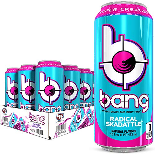 VPX Bang Radical Skadattle Energy Drink, 0 Calories, Sugar Free with Super Creatine, 16 Fl Oz (Pack of 12)