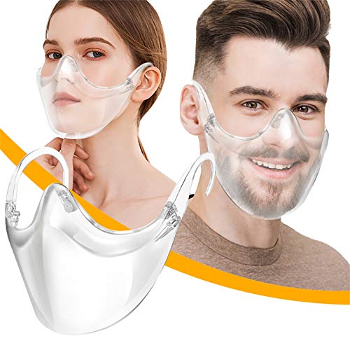 5 PC Plastic Transparent Face Protective Face Covering for Adults - Anti-Fog Full Face Covering Clear Visor Transparent Safety Face_Mask Reusable and Cleanable for Men & Women