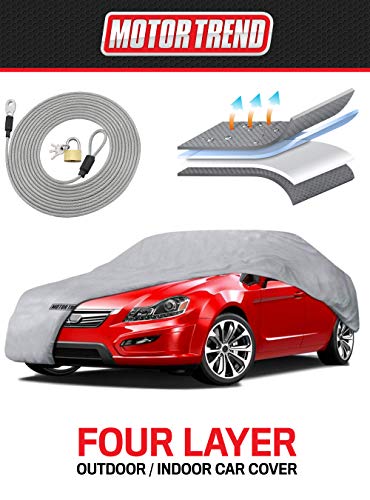 Motor Trend 4-Layer 4-Season (Waterproof Outdoor UV Protection for Heavy Duty Use Full Cover for Cars up to 190')