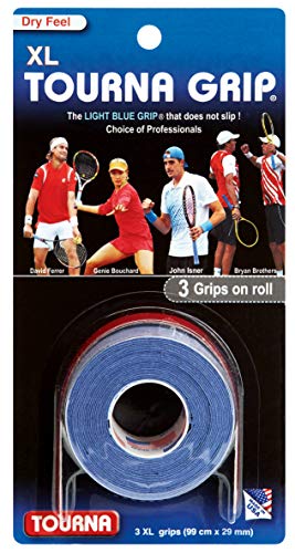 Tourna Grip XL Original Dry Feel Tennis Grip TG-1-XL Blue, 3 grips on roll, (99 cm x 29 mm)