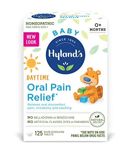 Hyland's Baby Oral Pain Relief Tablets with Chamomilla, Soothing Natural Relief of Oral Discomfort, Irritability, and Swelling, 125 Count - Packaging May Vary