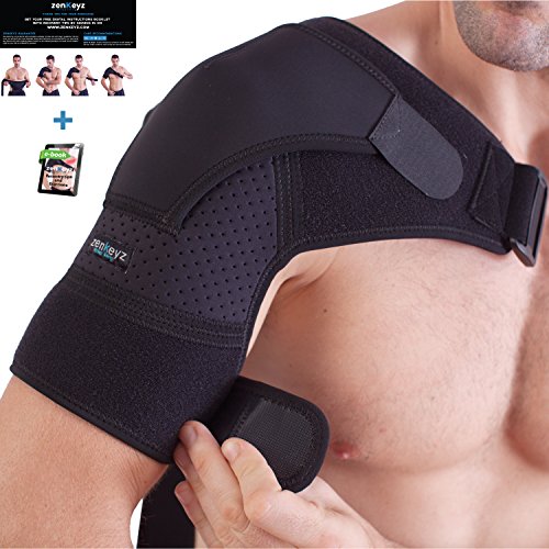 Shoulder Brace for Men and Women for Torn Rotator Cuff Support,Tendonitis, Dislocation, Bursitis, Neoprene Shoulder Compression Sleeve Wrap by Zenkeyz (Black, Small/Medium)