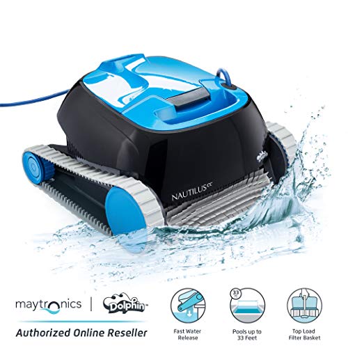 Dolphin Nautilus CC Automatic Robotic Pool Cleaner - Ideal for Above and In-Ground Swimming Pools up to 33 Feet - with Large Capacity Top Load Filter Basket