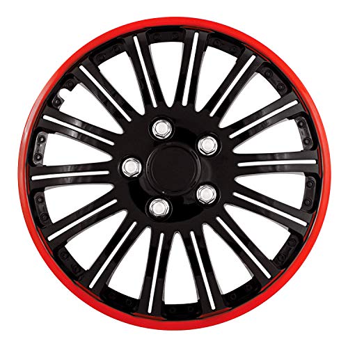 Pilot Universal Fit Cobra Black and Chrome with Red Trim 16 Inch Wheel Covers - Set of 4 (WH527-16RE-BX)