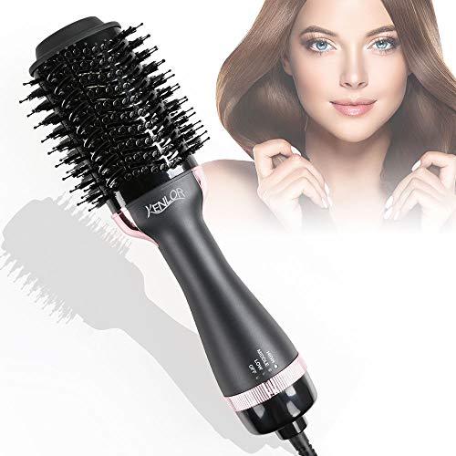 Hair Dryer Brush KENLOR Hot Air Brush One Styling Step Hair Dryer and Volumizer,Air Hair Brush 3-in-1 Electric,Curler and Straightener for All Hair Types (rose gold)