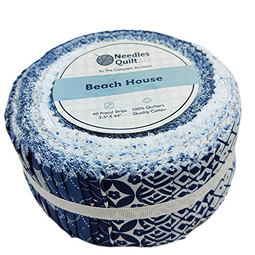 Needles Quilt Studio - 2.5' Precut Fabric Strip Bundle (Beach House) | Cotton Strips Bundles for Quilting - Jelly Rolls Assortment Fabrics for Quilters & Sewing - Precuts Cloth for Quilts