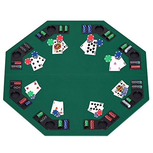 HomCom 48'' Octagon Blackjack Poker Game Table Top Folding 8 Player Fit Various Desktop