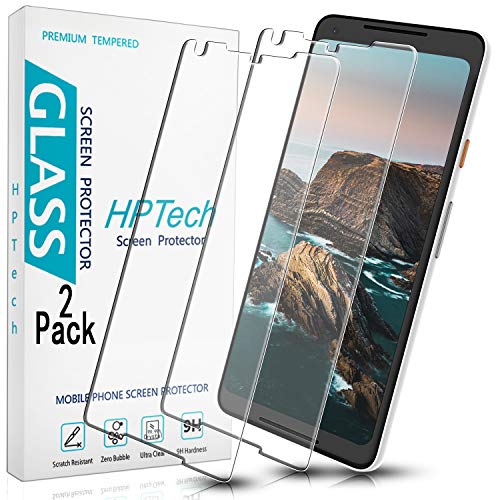 HPTech Google Pixel 2 XL Screen Protector - Tempered Glass Film for Google Pixel 2 XL, Easy to Install, Bubble Free, 9H Hardness, 2-Pack