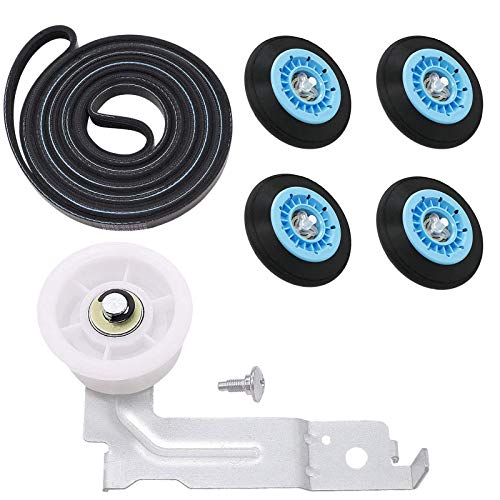 Upgraded Dryer Repair Kit by Beaquicy Replacement for Samsung Dryer - DC97-16782A Drum Roller & 6602-001655 Drive Belt & DC93-00634A Idler Pulley (Upgraded Ball Bearings)