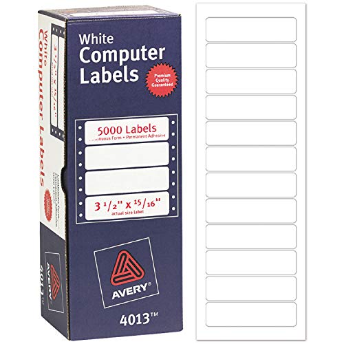 Avery Dot Matrix Printer Address Labels, 15/16' x 3 1/2', 5,000 White Labels (4013)