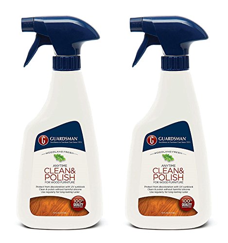 Guardsman Clean & Polish For Wood Furniture - Woodland Fresh - 16 oz Spray - Silicone Free, UV Protection - 461100 Pack of 2