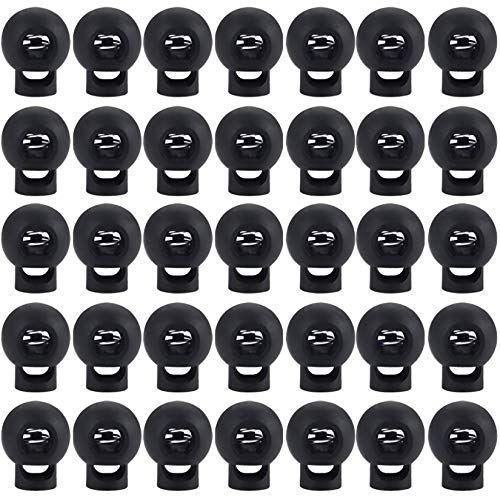 90-Pack Cord Locks for Drawstrings Black Plastic Single Hole Spring Toggle Stopper Cord Rope Cord Clips End for Drawstrings, Paracord