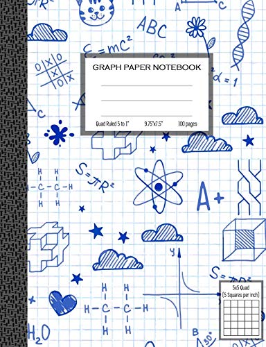 Graph Paper Notebook, Quad Ruled 5 squares per inch: Math and Science Composition Notebook for Students