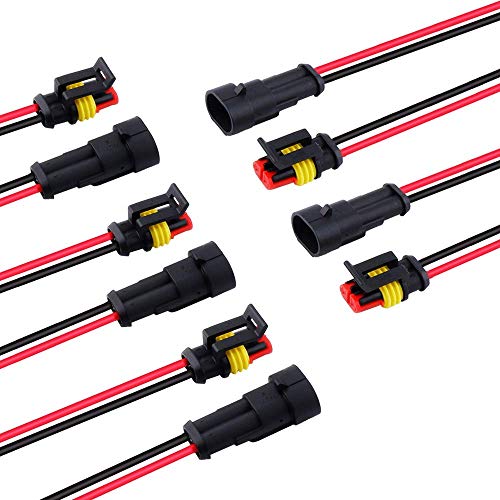 2 Wire Connector, MUYI 5 Kit Electric Connector 18 AWG Connectors Waterproof Electrical Connector 1.0mm² Wire Harness 1.5mm Series Terminal