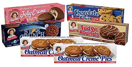 Little Debbie Cookie Variety Pack, 2 Boxes Of Oatmeal Creme Pies, 1 Box Of Fudge Rounds, 1 Box Of Chocolate Chip Creme Pies, 1 Box Of Star Crunch, 1 Box Of Jelly Creme Pies, 6 Piece Assortment