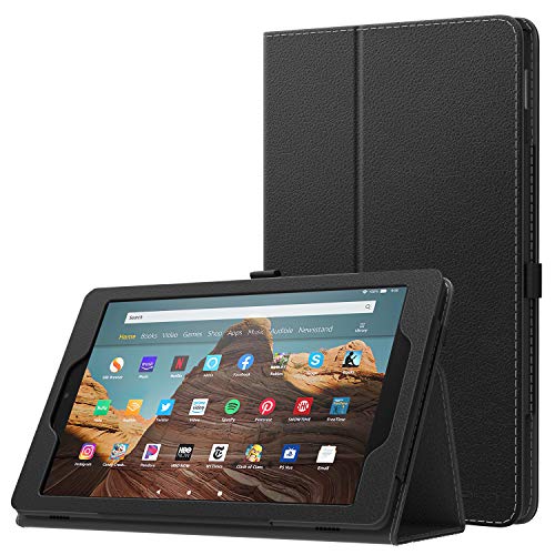 MoKo Case for All-New Amazon Fire HD 10 Tablet (7th Generation and 9th Generation, 2017 and 2019 Release) - Slim Folding Stand Cover with Auto Wake/Sleep for 10.1 Inch Tablet, Black