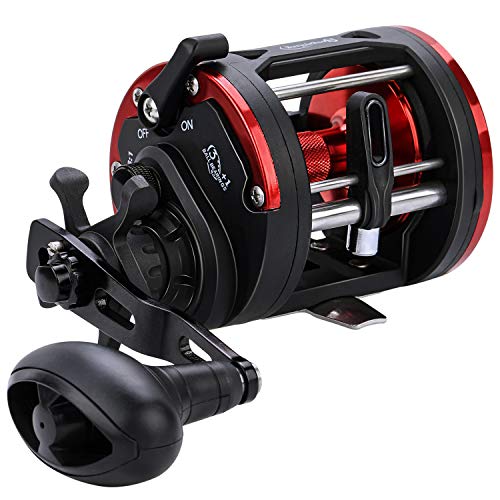 Sougayilang Trolling Fishing Reel, Level Wind Conventional Reel, Graphite Body, Durable Stainless-Steel, Large Line Capacity, Powerful Carbon Disc Drag-Right Hand