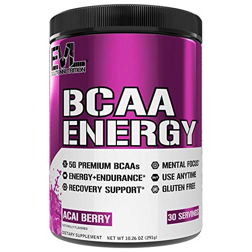 Evlution Nutrition BCAA Energy - Essential BCAA Amino Acids, Vitamin C, Natural Energizers for Performance, Immune Support, Muscle Building, Recovery, B Vitamins, Pre Workout, 30 Serve, Acai Berry