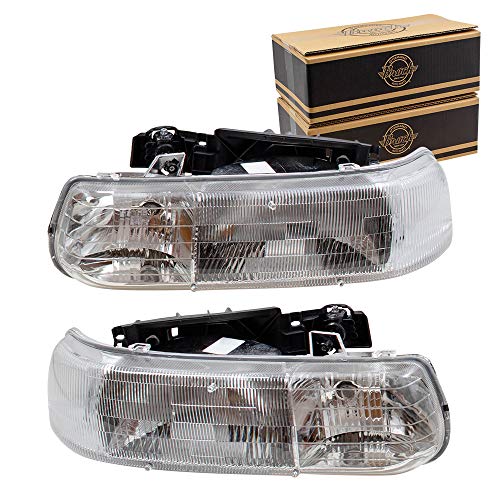 Aftermarket Replacement Driver and Passenger Set Headlights Compatible with 2000-2006 Tahoe Suburban 1999-2002 Silverado Pickup Truck