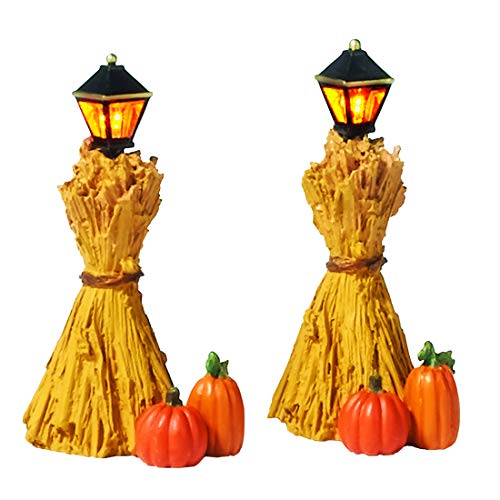 Department 56 Halloween Accessories for Village Collections Harvest Corn Stalk Lantern Lit Figurine Set, 2.25 Inch, Multicolor