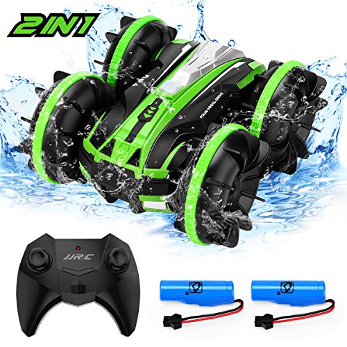 JJRC Amphibious Remote Control Car - 2.4GHz Hight Speed RC Cars & Boat, 360 ° Rolling & 180° Flip Double Sides RC Stunt Vehicle Truck with 2 Rechargeable Batteries for Boys Kids & Adults Gifts