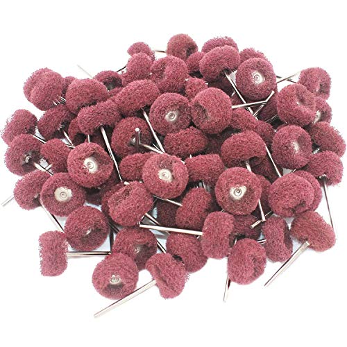 PHYHOO Fine Abrasive Wheel Brush Polishing Buffing Wheels Sanding Rust Remove Rotary Tools Accessories 2.35 MM Mandrel 80 Pieces