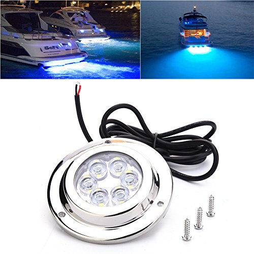 LED Underwater Light, Waterproof Ip68 Led Underwater Boat Lights, Stainless Steel Underwater LED Light for Boat Marine Yacht(Blue) Blue