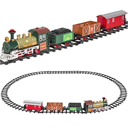 Best Choice Products Kids Classic Electric Railway Train Car Track Play Set Toy w/ Music and Lights