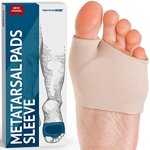 Metatarsal Pads - Gel Sleeves Forefoot Cushion Pads - Fabric Soft Foot Care Ball of Foot Cushions for Bunion Forefoot Blisters Callus Supports Metatarsalgia Pain Relief (Beige)