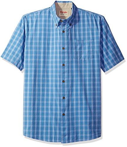 Wrangler Authentics Men’s Short Sleeve Plaid Woven Shirt, Rivera, XL