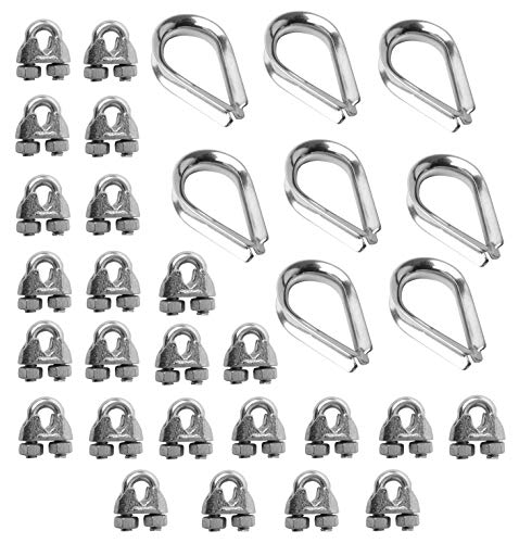 SecureLine 7300 Cable/Rope Thimble & Clamp Set 1/8-Inch (8-Pack)