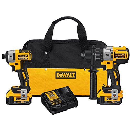 DEWALT 20V MAX XR Brushless Impact Driver and Hammer Drill Combo Kit, Premium 4.0Ah (DCK299M2)