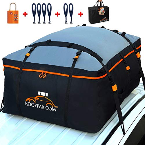 RoofPax Car Roof Bag & Rooftop Cargo Carrier. 19 Cubic Feet. 100% Waterproof Excellent Military Quality Car Top Carrier. Heavy Duty RoofBag. Fits All Vehicle With/Without Rack. 4+2 Door Hooks Included