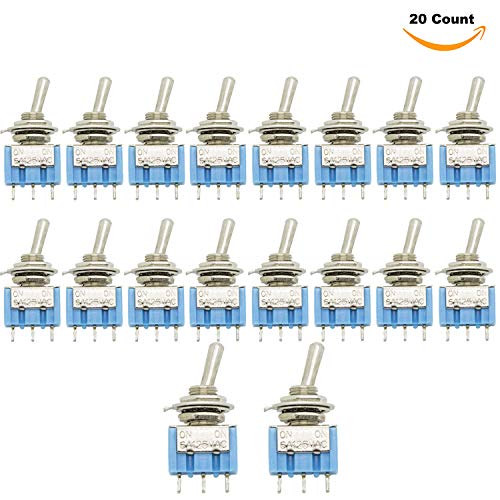 gadgeter 20 Pcs 125VAC 6A Amps On/On/ 2 Position Terminal SPDT Latching Mini Toggle Switch