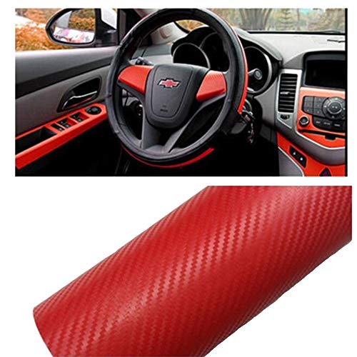 Silence Shopping 3D Carbon Fiber Vinyl Car DIY Wrap Sheet Roll Film Sticker Decal - Red Color 127X30cm 50'X11.8' (Red)